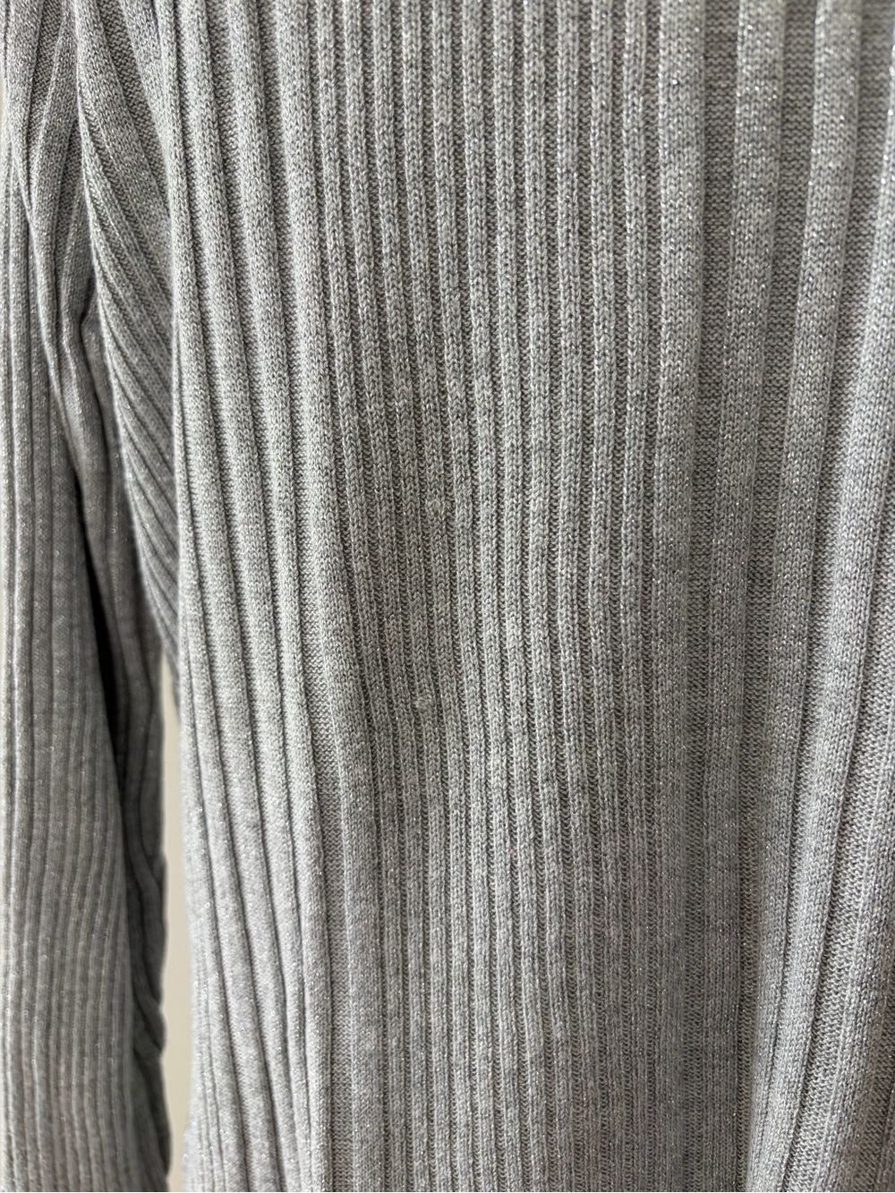 Joseph A Silver Gray Ribbed Cowl Neck Sweater XL Metallic - Picture 8 of 11